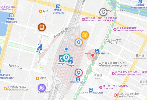地図上のマーカー表示例